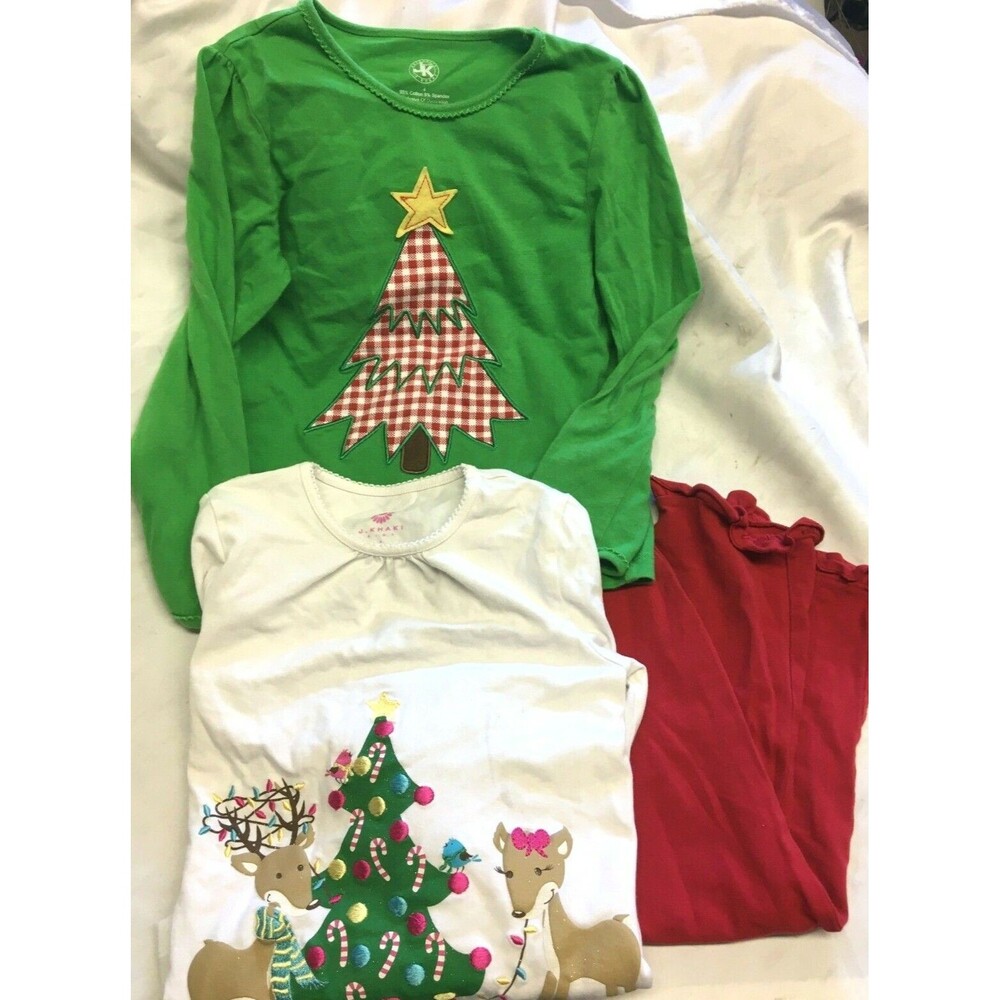 J. Khaki Christmas Holiday Leggings T-Shirt Girl 4 Red Green READ + Free Top